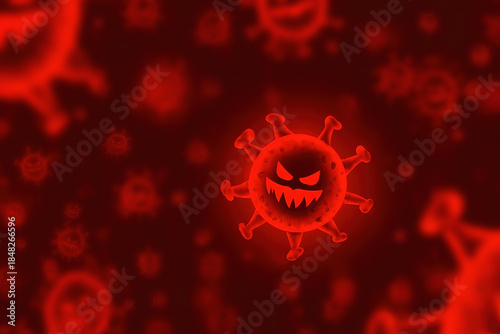 Menacing virus swarm causing chaos in a chaotic background of fear and uncertainty