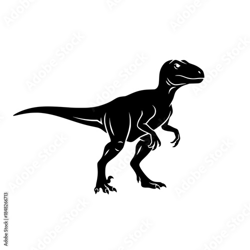 Velociraptor Dinosaur Silhouette Running Icon