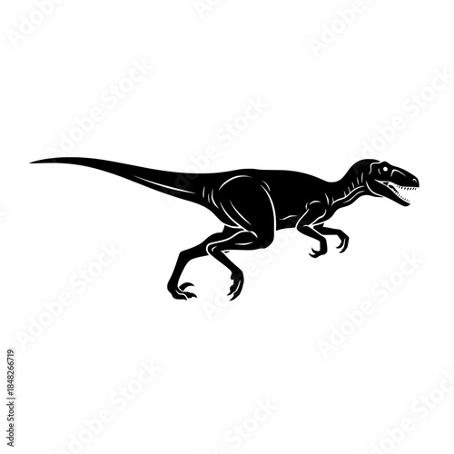 Velociraptor Dinosaur Silhouette Running Predator Icon