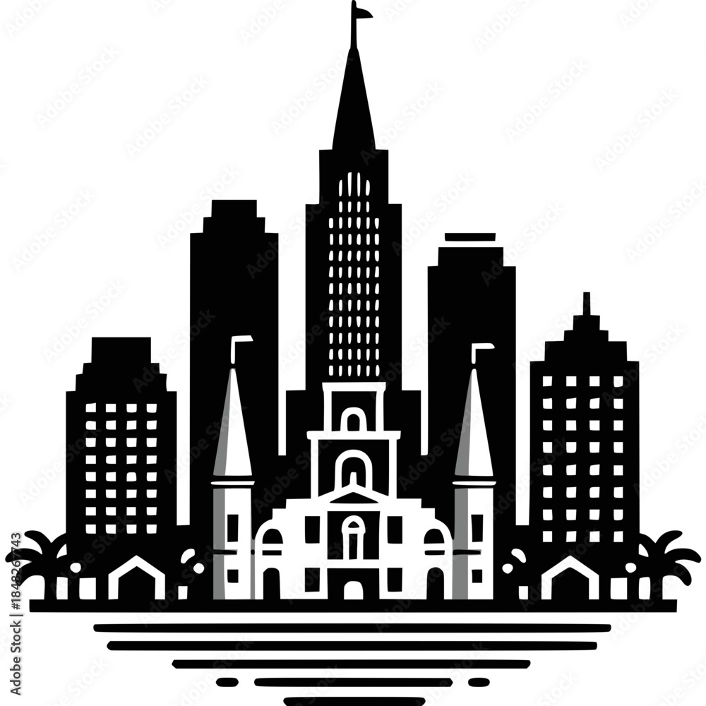 Naklejka premium New Orleans Skyline Icon Vector