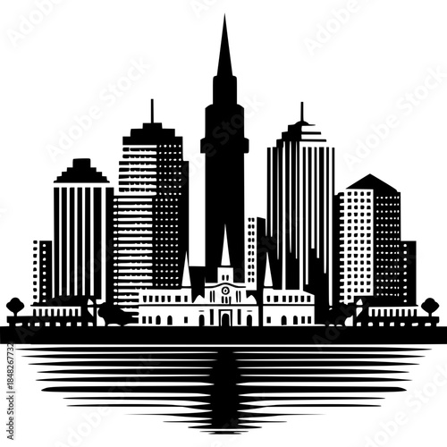 New Orleans Skyline Icon Vector