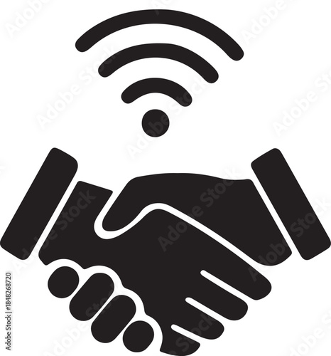 Wireless handshake, representing secure and connected partnership