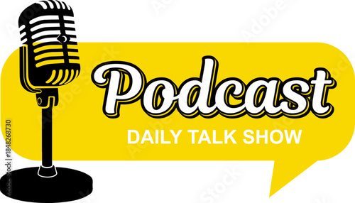 podcast logo text live talk show typography editable text effect font style template design background