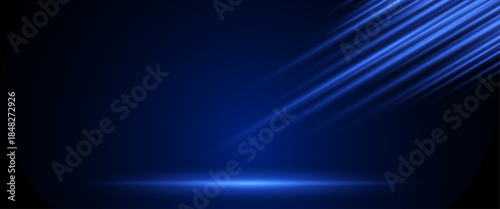 Abstract technology futuristic light blue stripe vertical lines light on blue background 