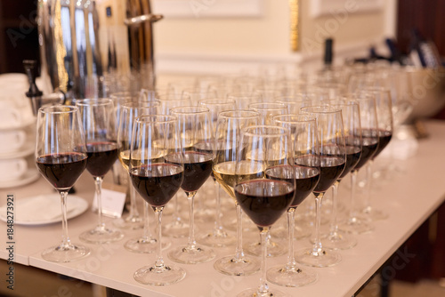 Photos Sophisticated Service Area With Pristine Stemware And Bustling Staff Preparing F