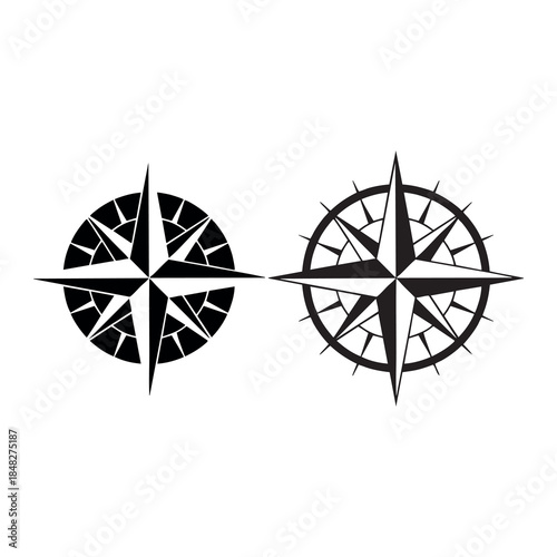 vintage compass rose silhouette set for navigation travel and adventure themes