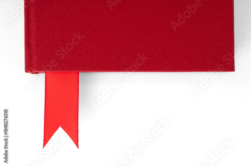 Tableau sur toile A red notebook with a textured red cover and a red ribbon bookmark extending fro