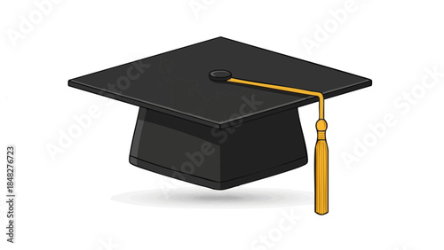 Black graduation cap with yellow tassel for International Education Day  