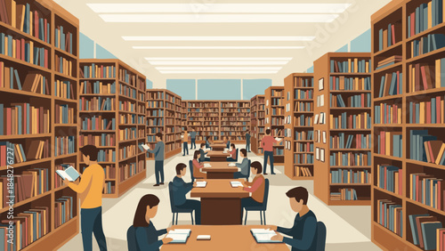 People studying and reading in a library on International Education Day  
