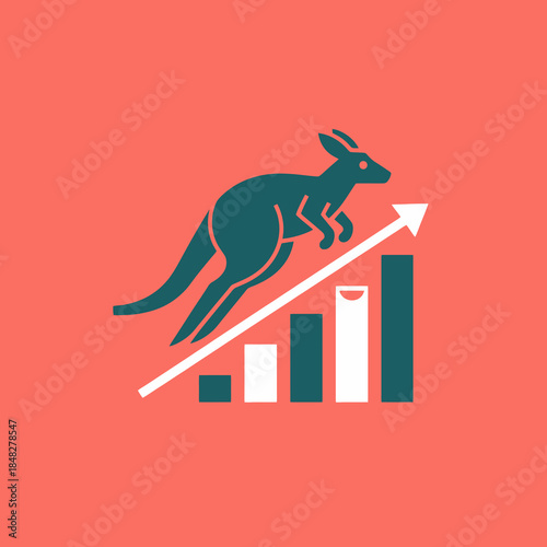 Kangaroo Jumping Over Bar Chart Showing Financial Growth Vector Icon
