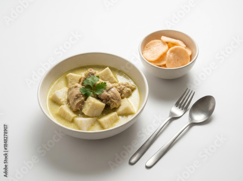 Premium Food Photography of Ketupat and Opor Ayam Isolated