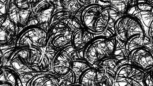 Dynamic Abstract Black and White Ink Circle Design for Artistic Backgrounds