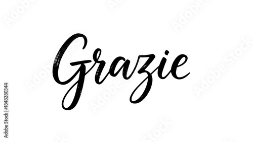 Elegant hand-lettered 'Grazie' design on a clean white background image