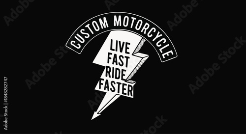 Bold Custom Motorcycle Design with Lightning Bolt and Motivational Text.