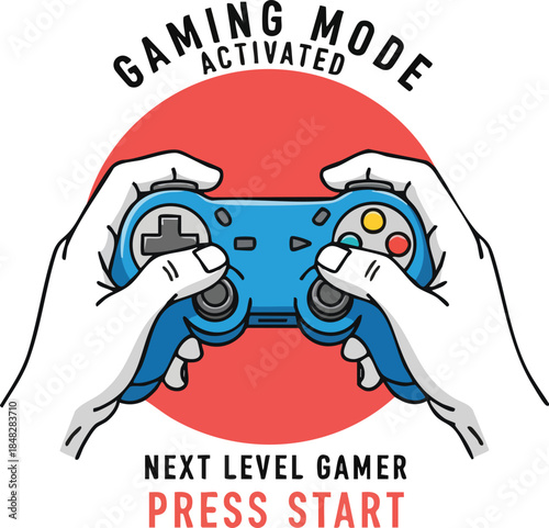 Gamer Hands Holding Controller Ready to Play Video Games, Gaming Mode Activated.