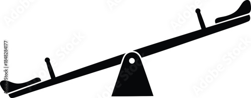 A simple black and white illustration of a traditional seesaw design