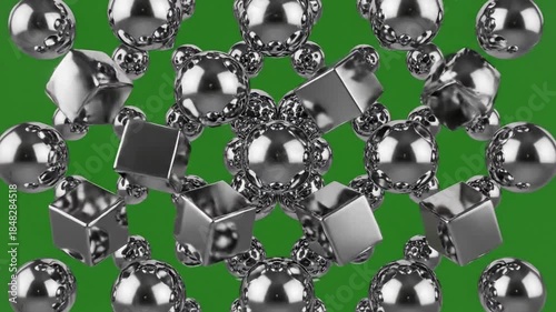 Geometric Pattern Emergence with geometric shapes forming a frame effect ad_ready green screen geometric shapes style featuring