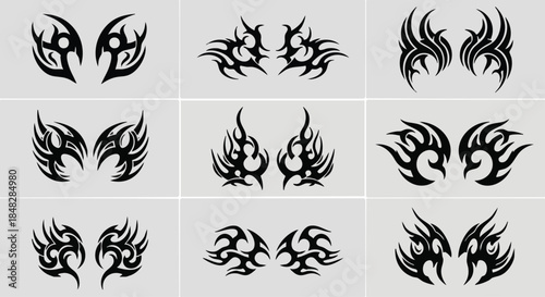 Tribal Tattoo Designs Collection - Arm, Shoulder, and Back Body Art Vector Illustrations.