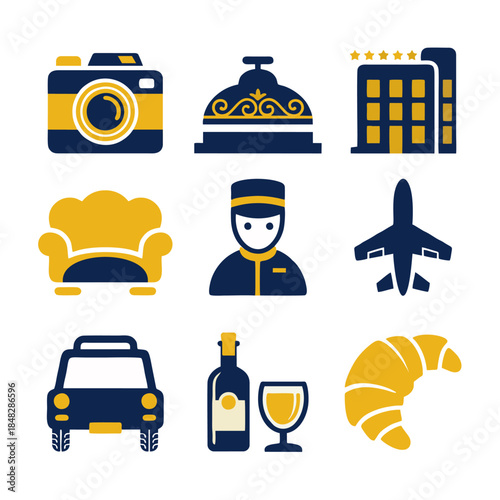 Travel Icons Set with Symbols.