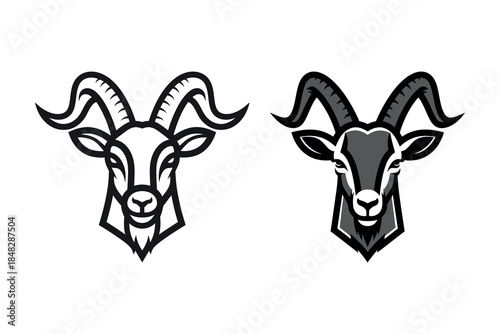 Vector illustration of a ram's head with majestic horns, rendered in a modern, stylized artistic approach
