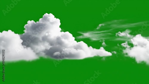 Softly drifting cirrus clouds on sunny morning with slow motion clouds drifting softly on effect green screen cloudscapes style