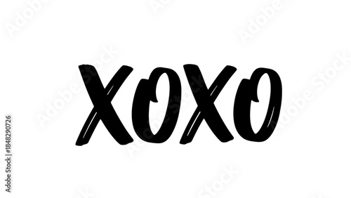 Handwritten XOXO text for greetings and affectionate messages in minimalist design