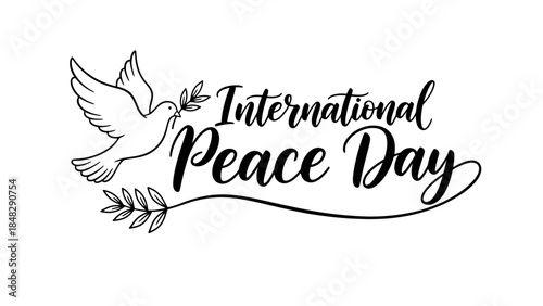 International Peace Day vector design with dove carrying olive branch illustration