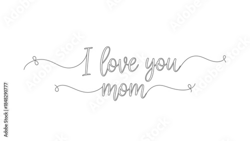 Minimalist Mother's Day greeting card design with continuous line drawing typography