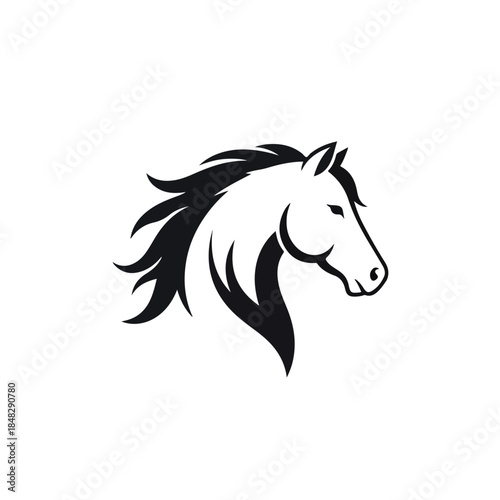 Majestic Horse Head Profile with Flowing Mane and Determined Gaze.