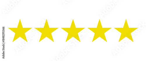 Five stars customer product rating review flat icon for apps and websites