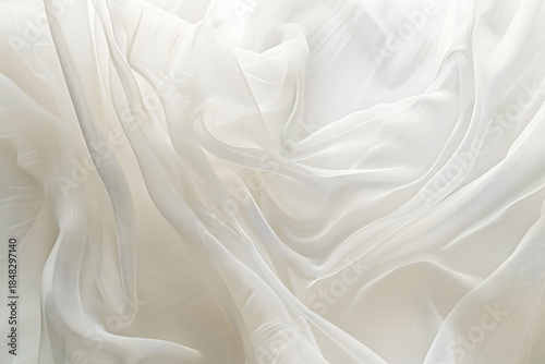 Ethereal Fabric: A delicate dance of light and shadow plays across the flowing, translucent expanse of a pristine fabric, creating a serene and elegant composition.