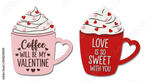 Valentine's Day Coffee Mugs with Romantic Quotes