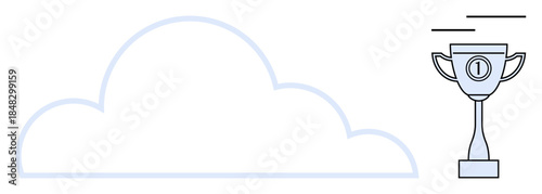 Cloud technology. Cloud technology paired with a trophy to achievements and success. Cloud technology empowering innovation, productivity, and growth. For IT, business, creativity, leadership