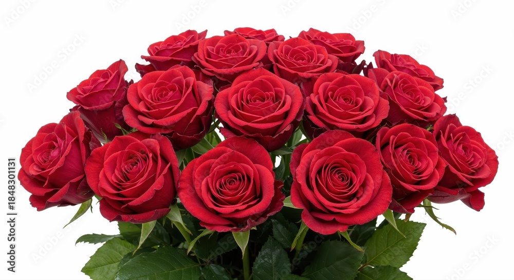 Obraz premium Crimson Bouquet: A lavish display of vibrant red roses, each bloom a testament to beauty and passion, carefully arranged to create a breathtaking bouquet.