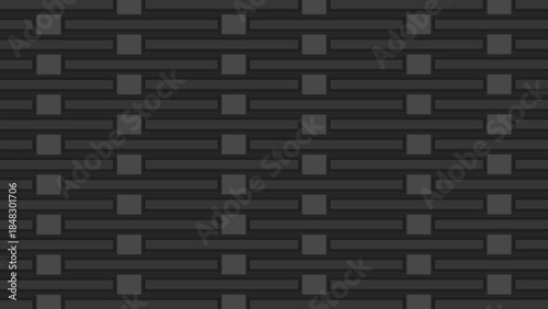 Modern Dark Grey Geometric Weave Pattern: A Seamless Vector Background with Horizontal Lines and Staggered Square Accents for Industrial Tech Design and Minimalist Digital Wallpapers
