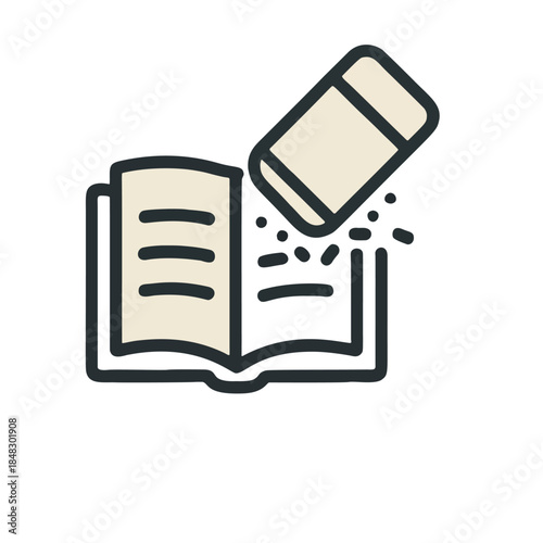 Icon "Unlearning": an eraser erasing a book.