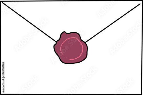 Minimal envelope illustration featuring a classic red wax seal symbolizing secrecy and tradition