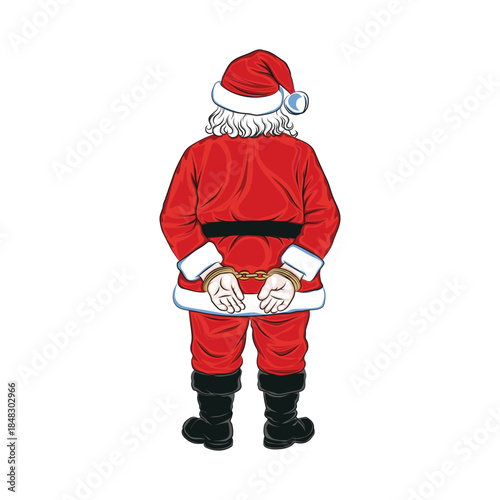 Christmas character in trouble, white background.