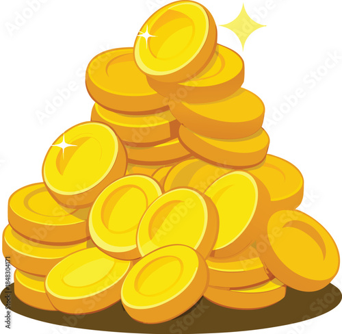 An abundant stack of gleaming gold coins, symbolizing prosperity, financial gain, and a rich reward.