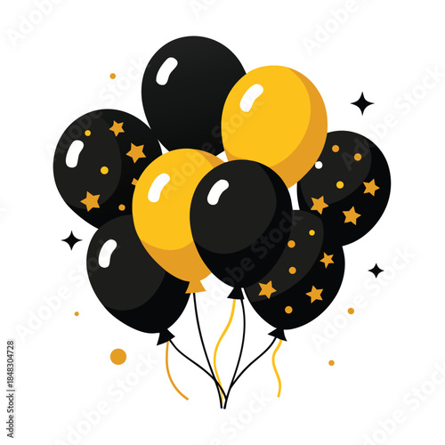 Vibrant bouquet of colorful balloons floating upwards, celebration, party, festive atmosphere, joy