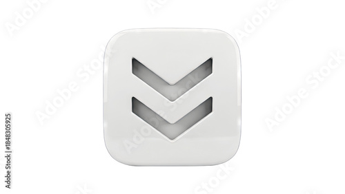 White Download Icon on White Background