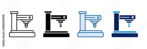 Cnc Machine Icon Set Multiple Style Collection