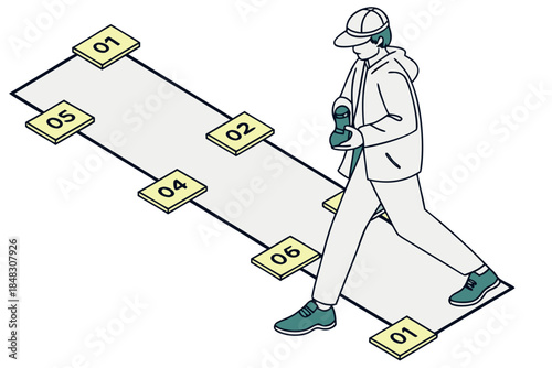 Visualizing Human Movement and Gait Analysis on a Numbered Path Sequence