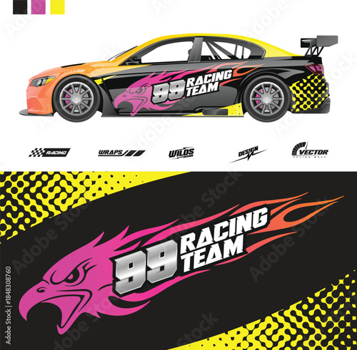 Modern Car Sticker Decal Vector Set for Automotive Vinyl, Racing and Custom Vehicle Graphics