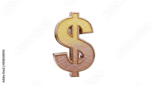 Golden Dollar Sign Isolated on White Background