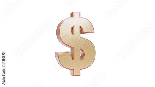 Golden Dollar Sign Isolated on White Background