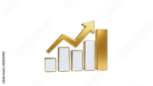 Golden Growth Chart Rising on White Background