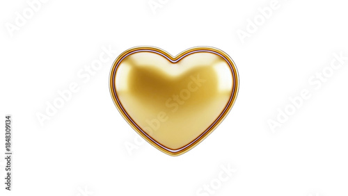 Golden Heart Isolated on White Background