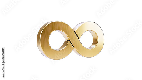 Golden Infinity Symbol on White Background
