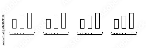 Progress Bar Icons Vector Set In Different Stroke Line Style